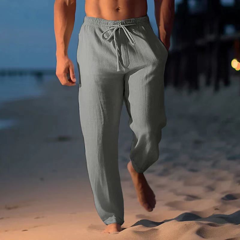 Magnus | Mens Linen Straight Breathable Casual Summer Lightweight Trousers - 8