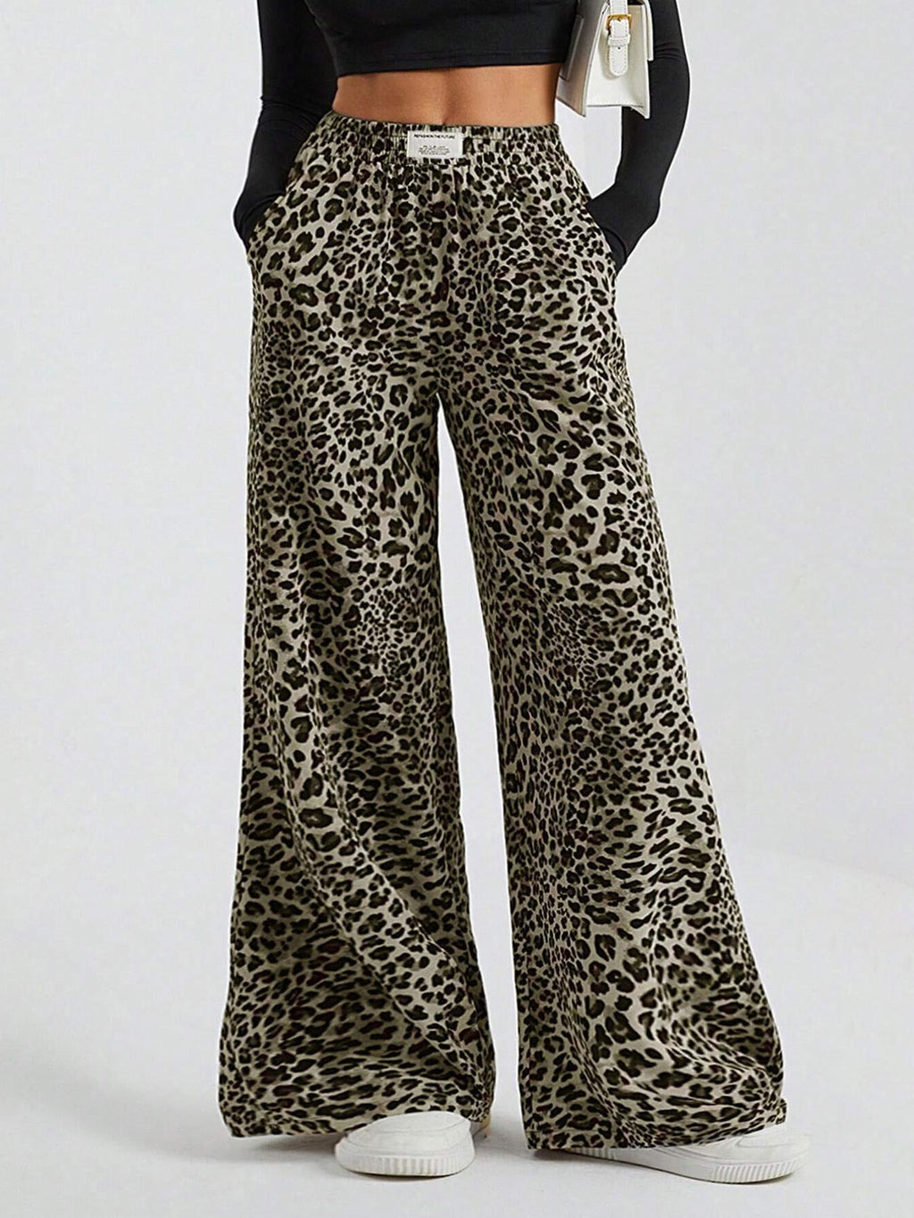 Iris | Womens Wide Leg Trousers Leopard Print High Waisted Palazzo Casual Pants