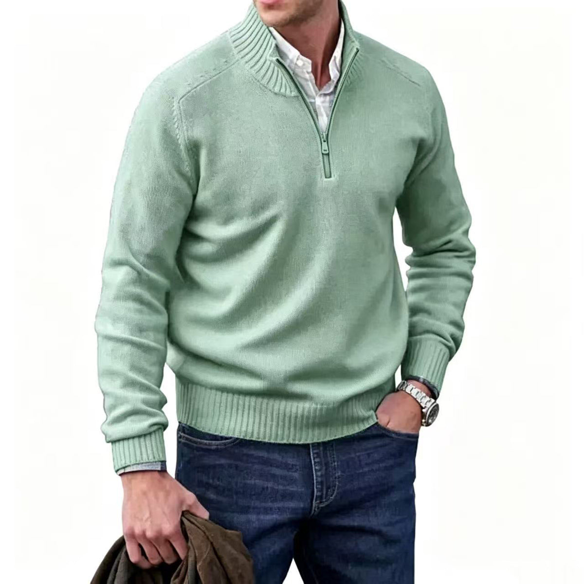 Reuben | Mens Jumper Knitted Stand Collar Warm Winter Sweater