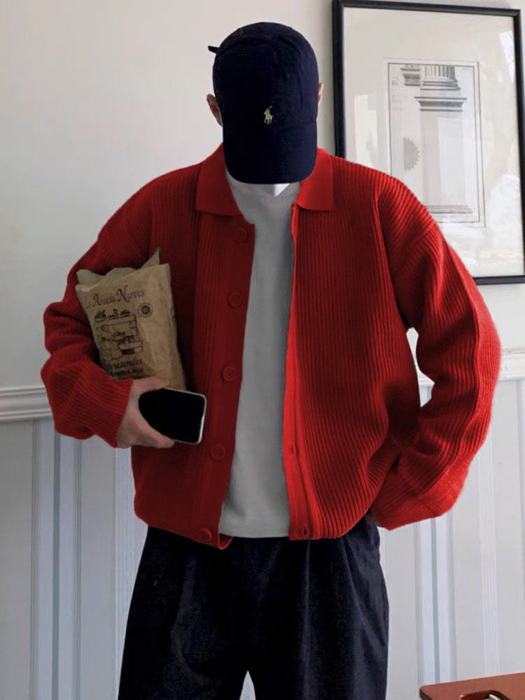 Lysander | Mens Cardigan Knitted Collared Casual Loose Shirt Jacket - 2
