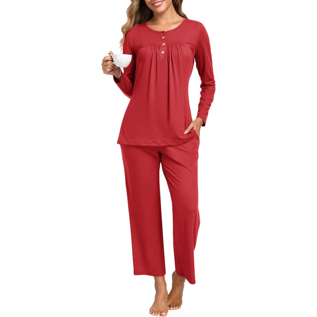 Harriet | Womens Long Sleeve Pyjama Set With Pockets Loungewear