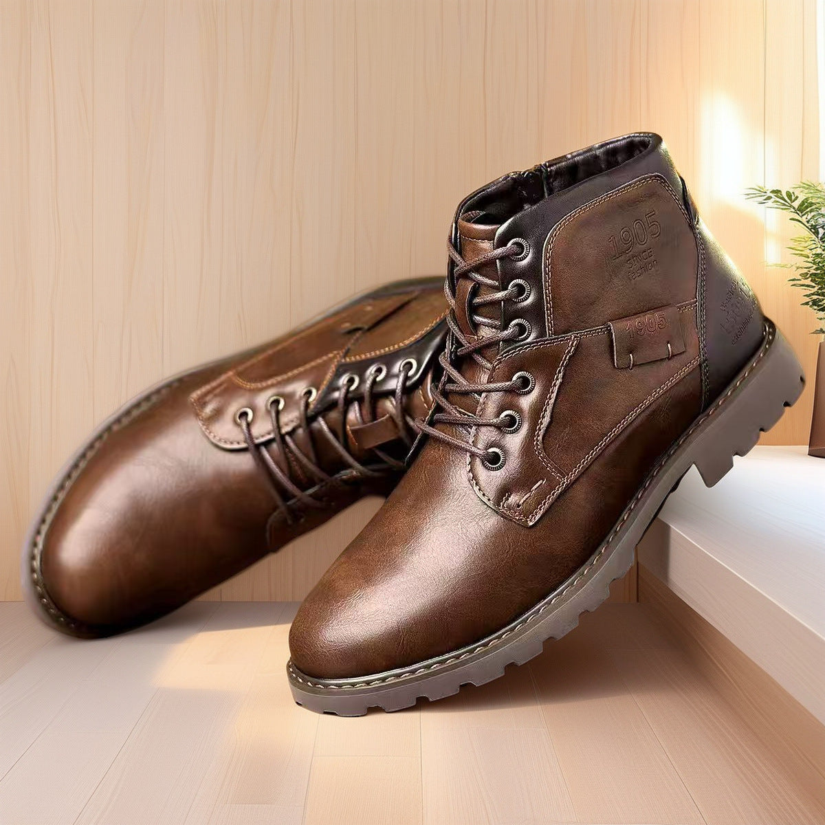 Ulf | Mens Work Boots Ankle Zip Up Desert Boots - 6