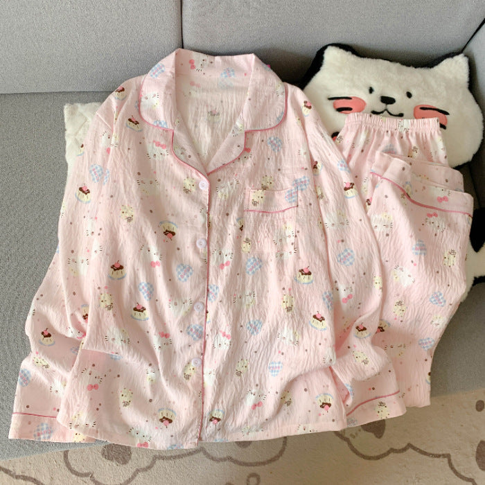 Rosalind | Womens Long Sleeve Button Up Cotton Pyjama Set Loungewear