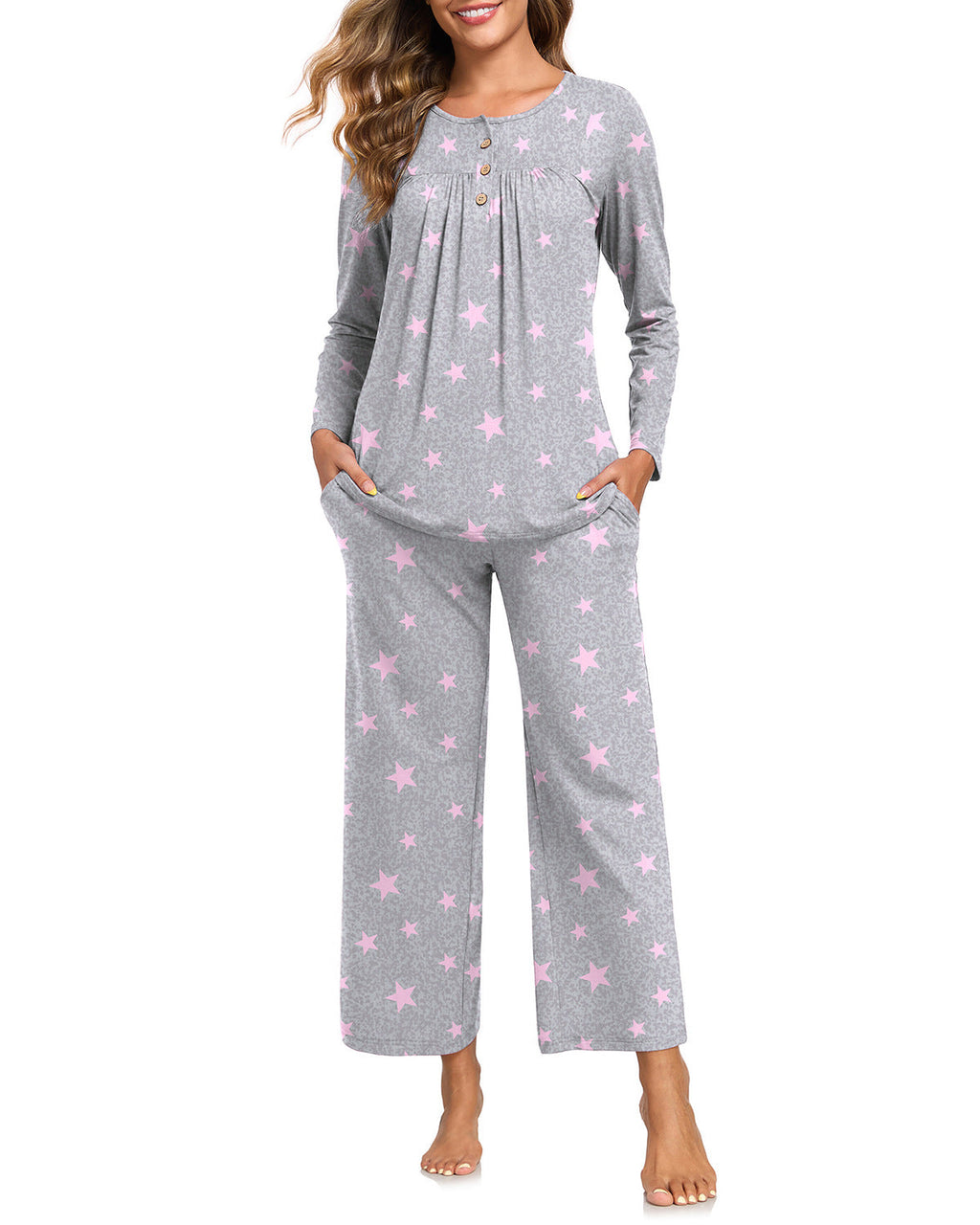 Harriet | Womens Long Sleeve Pyjama Set With Pockets Loungewear