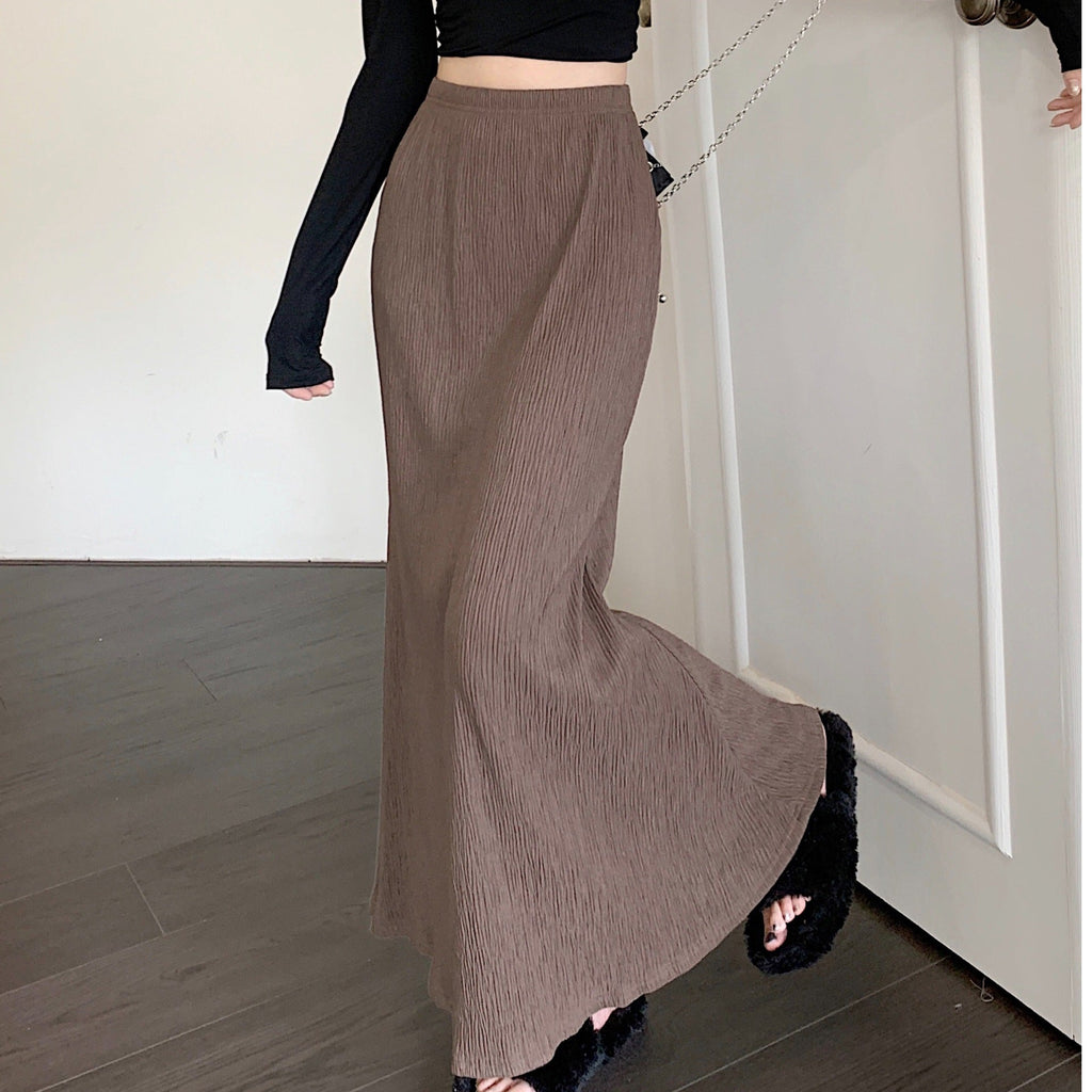 Thaddeus | Womens Pleated Skirt A Line Fishtail High Waisted Long Skirt