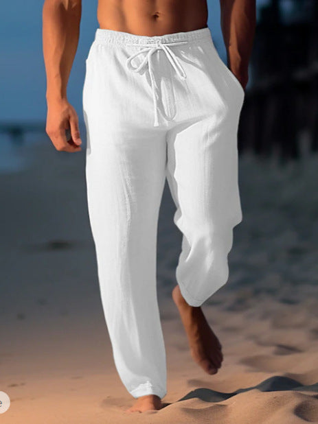 Magnus | Mens Linen Straight Breathable Casual Summer Lightweight Trousers - 4