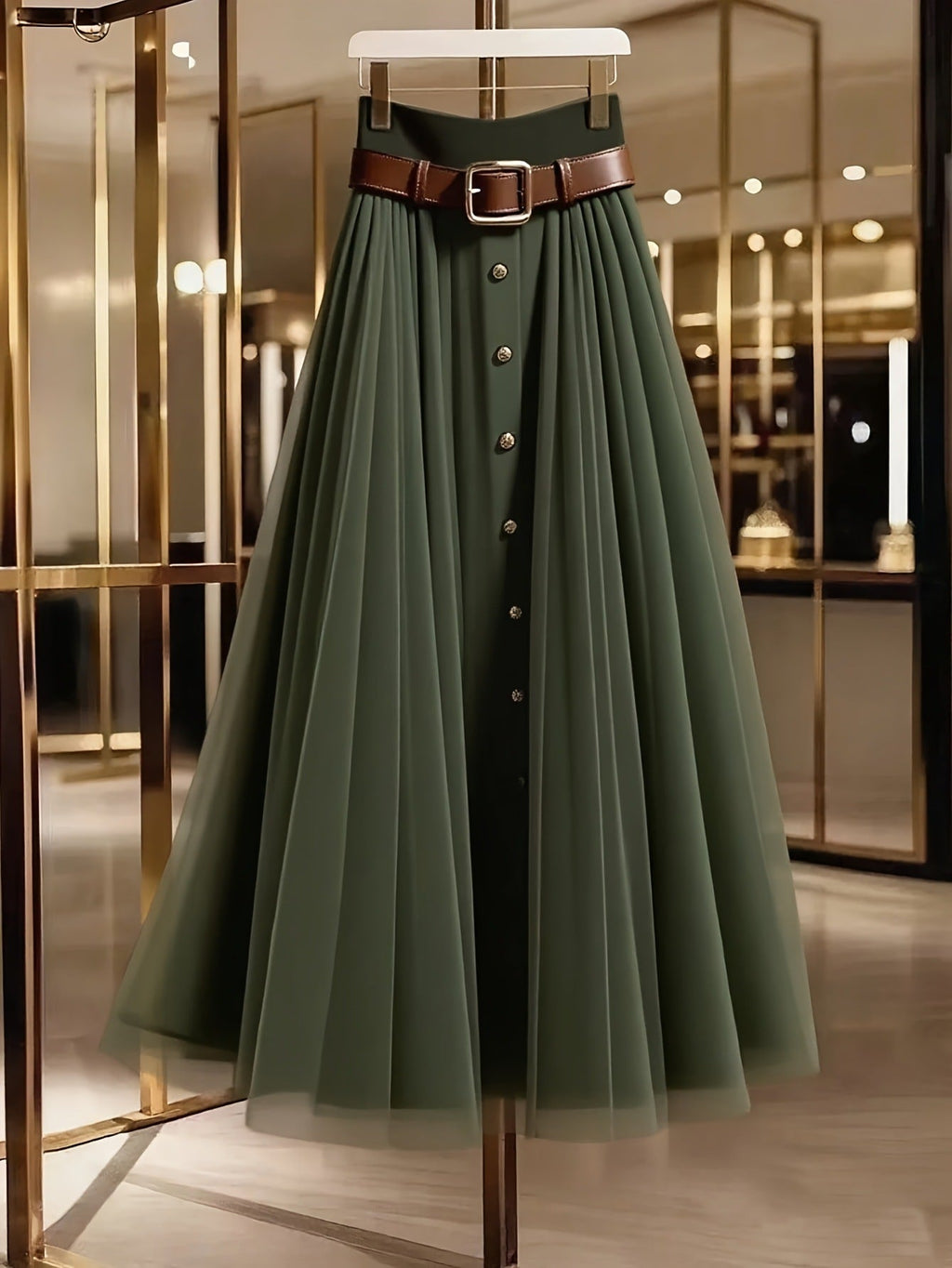 Alaric | Womens Pleated Skirt High Waisted Mesh Midi Skirt