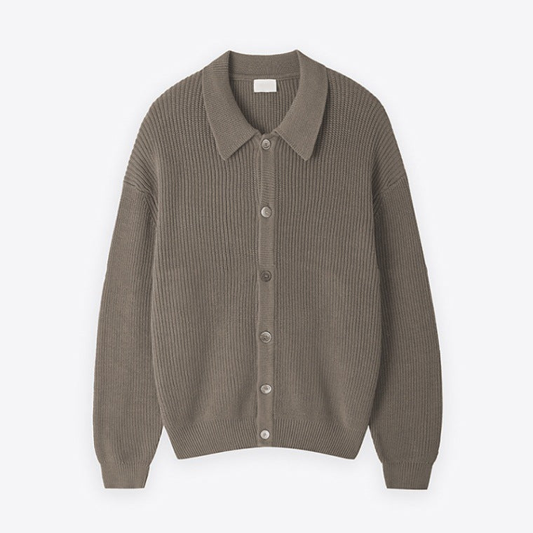 Lysander | Mens Cardigan Knitted Collared Casual Loose Shirt Jacket - 12