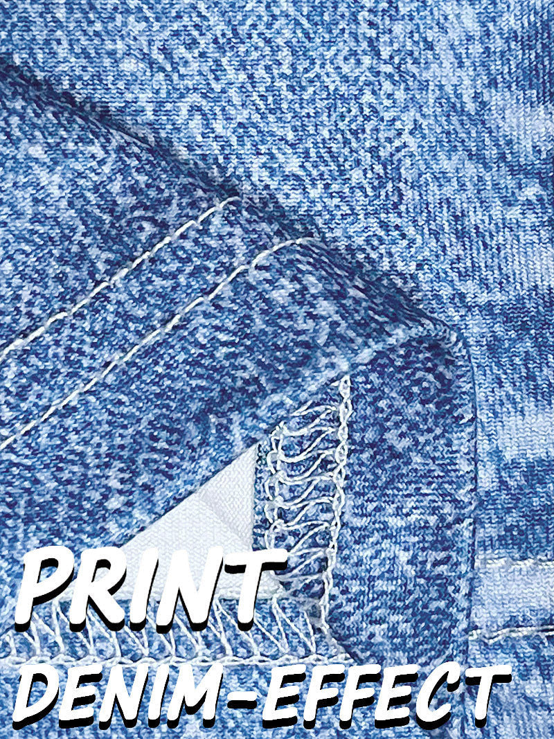 Isla | Womens Leggings Faux Denim Printed Slim Fit