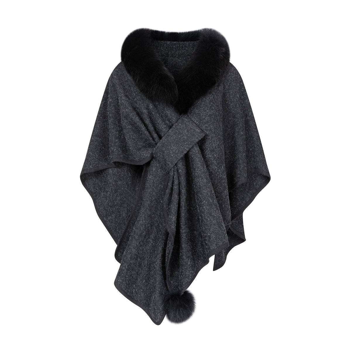 Sabine | Womens Shawl Cape Faux Fur Poncho Wrap