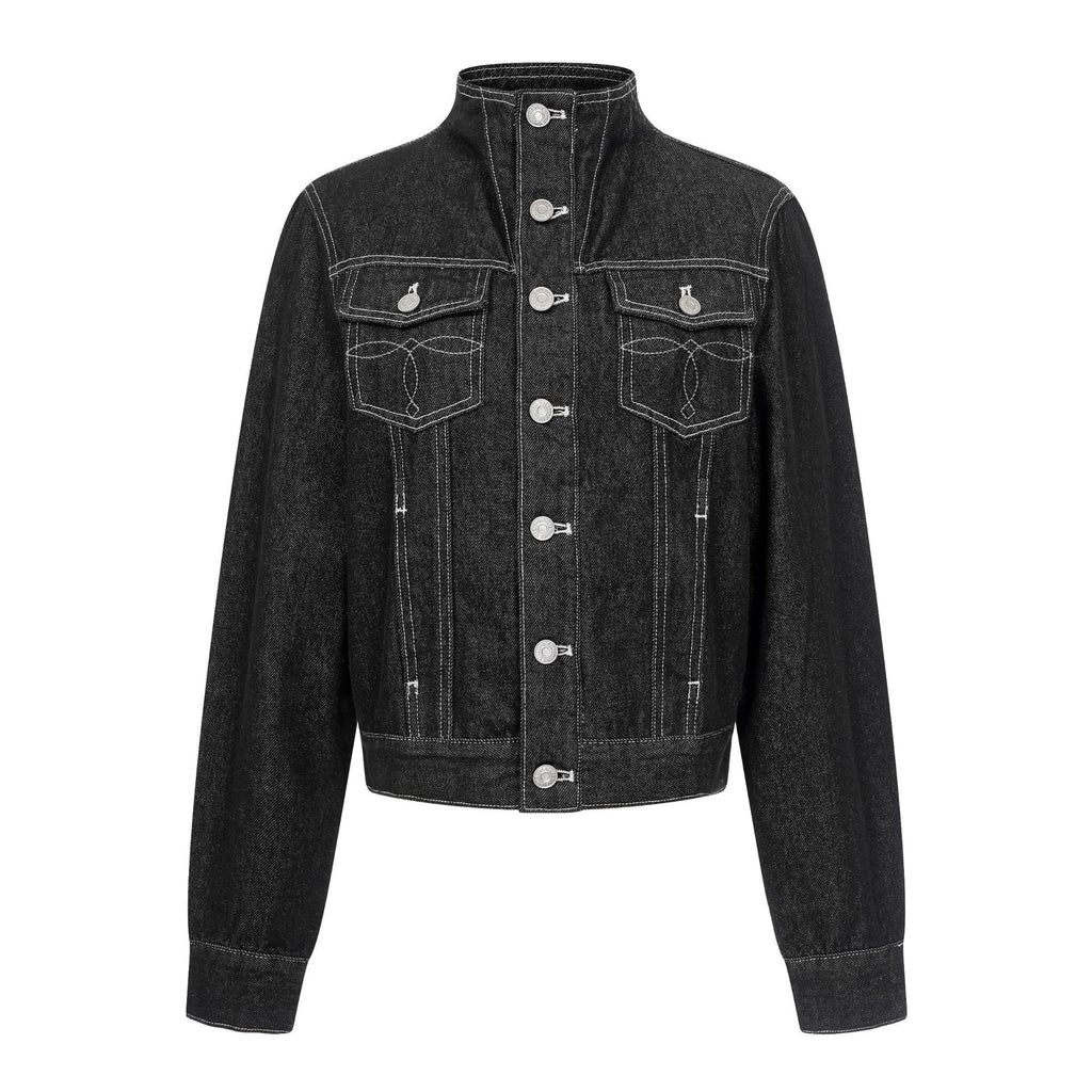 Florence | Womens Oversized Stand Collar Denim Jacket