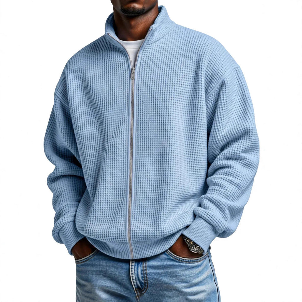 Ivor | Mens Waffle Jacket Stand Collar Zip Up Casual Jacket