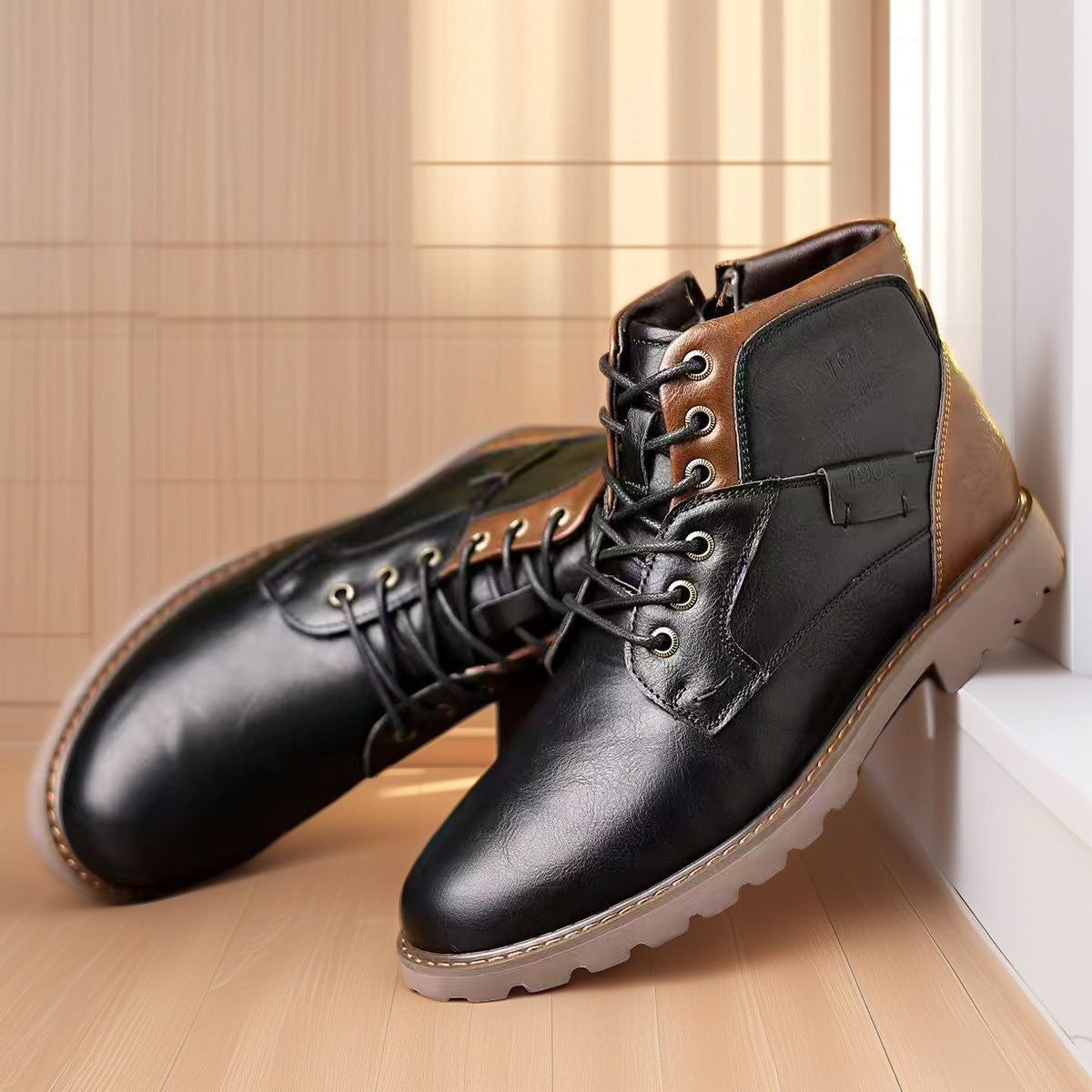 Ulf | Mens Work Boots Ankle Zip Up Desert Boots - 7