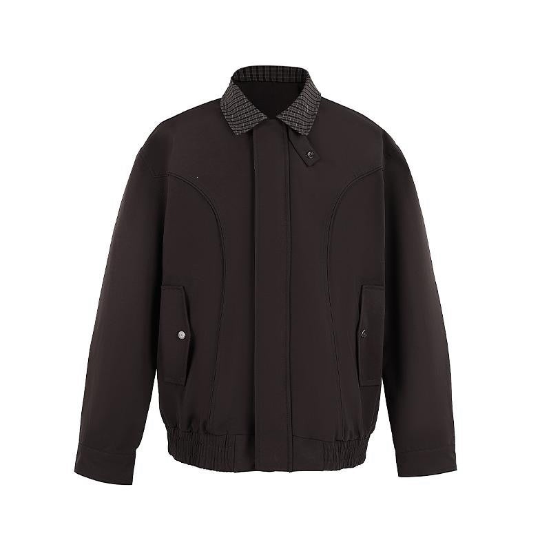 Xanthe | Mens Harrington Jacket Check Collared Bomber Workwear Jacket