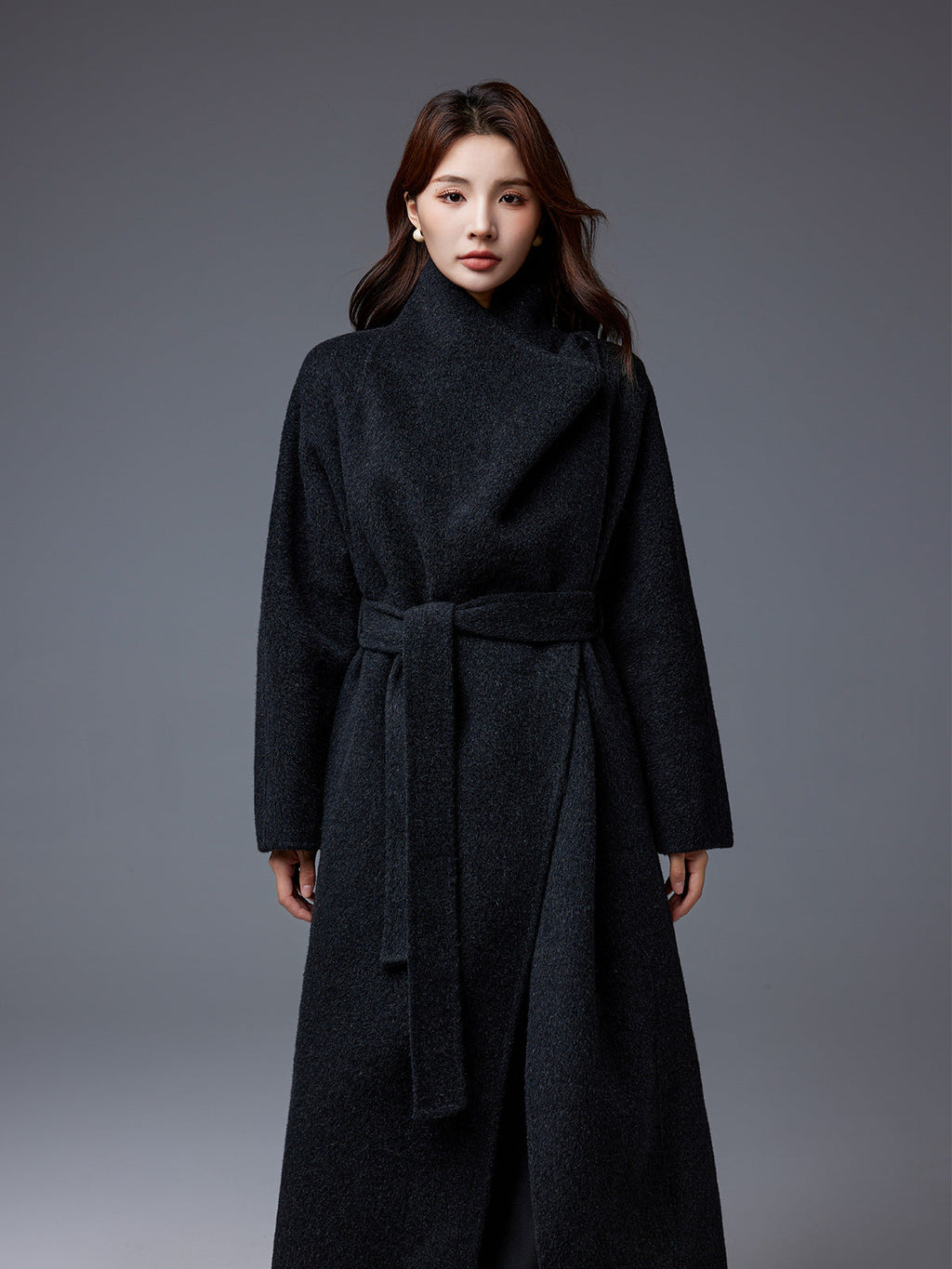 Nadia | Womens Wool Coat Long Stand Collar Winter Overcoat