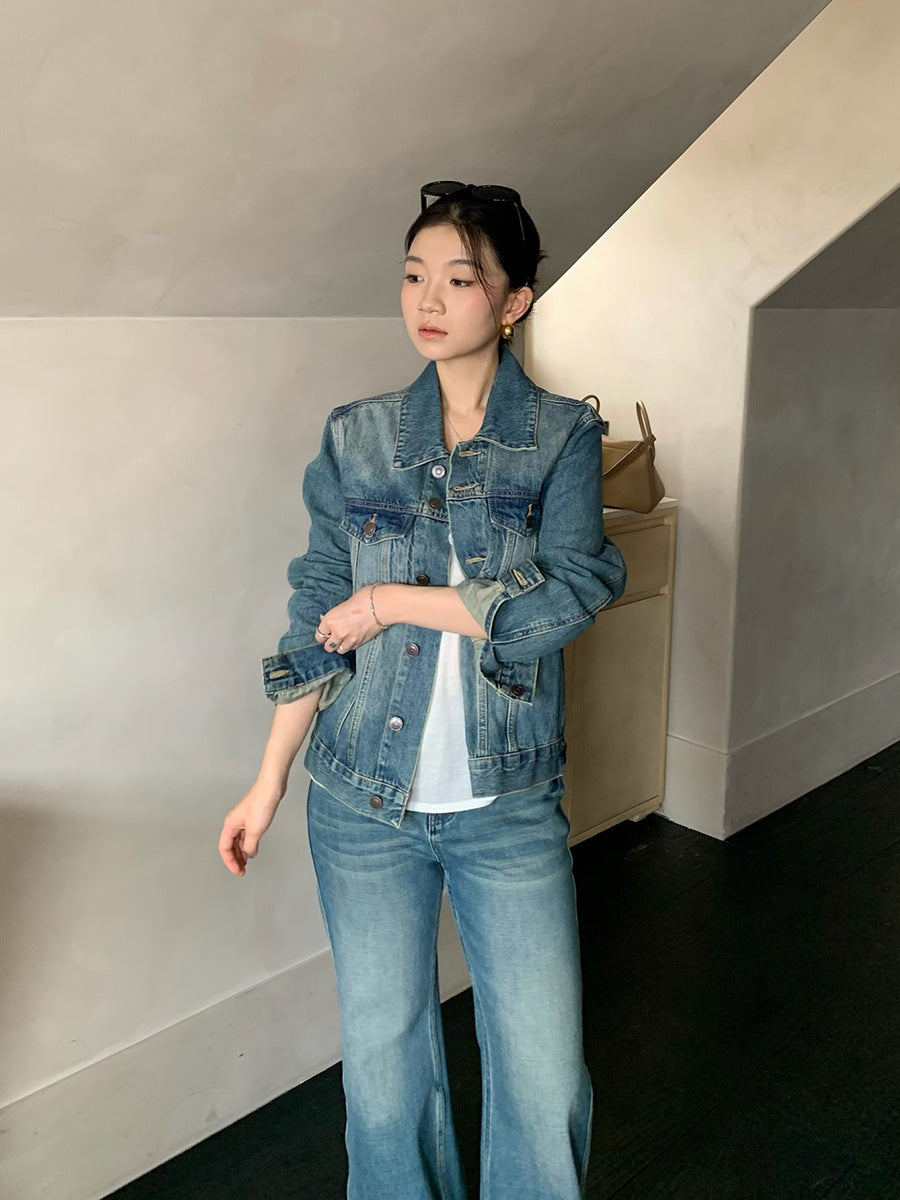 Elodie | Womens Vintage Washed Denim Jacket