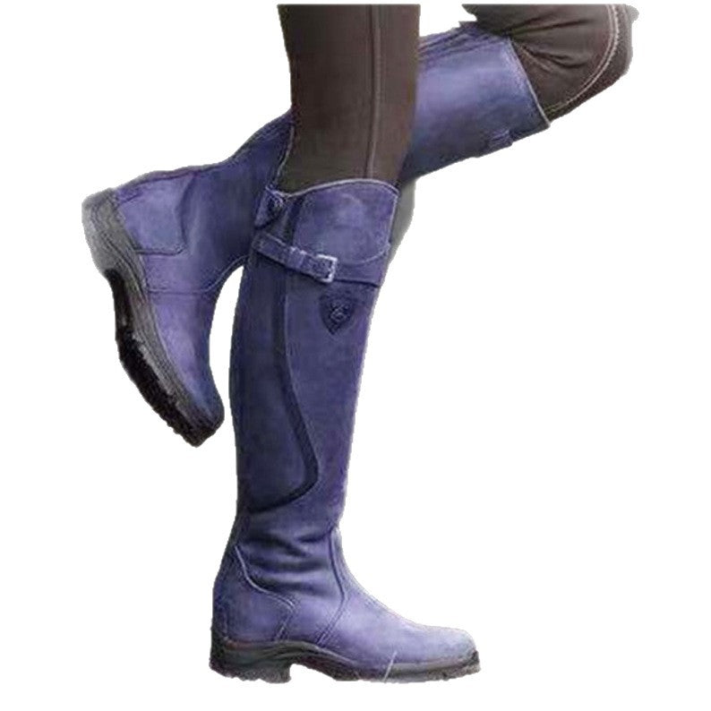 Amos | Womens Knee High Riding Buckle Equestrian Retro Boots - 4