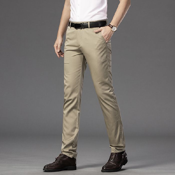 Reuben | Mens Work Straight Leg Business Casual Fleece Lined Trousers - 4