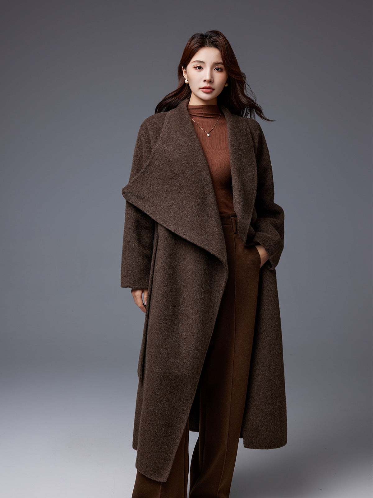 Nadia | Womens Wool Coat Long Stand Collar Winter Overcoat