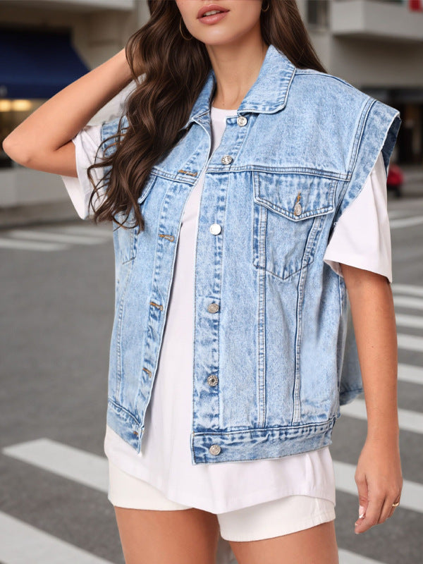 Beatrice | Womens Sleeveless Denim Gilet Jacket