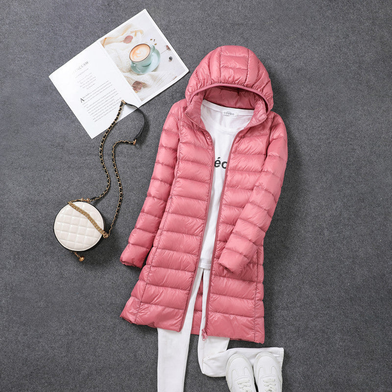 Pascal | Womens Puffer Jacket Hooded Longline Lightweight Long Puffer Coat - 3