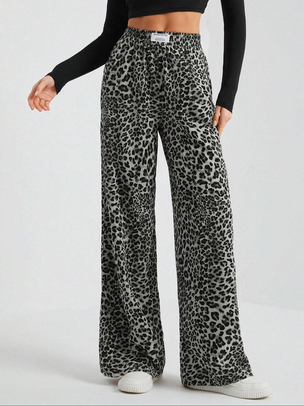 Iris | Womens Wide Leg Trousers Leopard Print High Waisted Palazzo Casual Pants