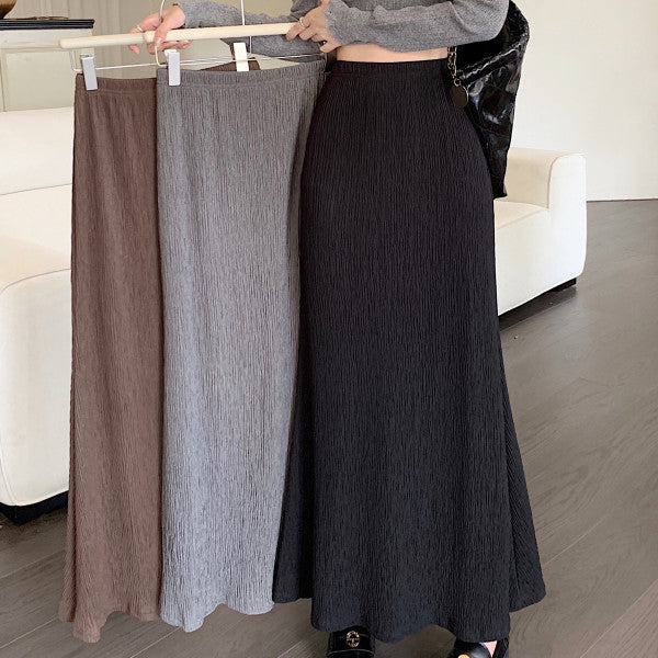 Thaddeus | Womens Pleated Skirt A Line Fishtail High Waisted Long Skirt