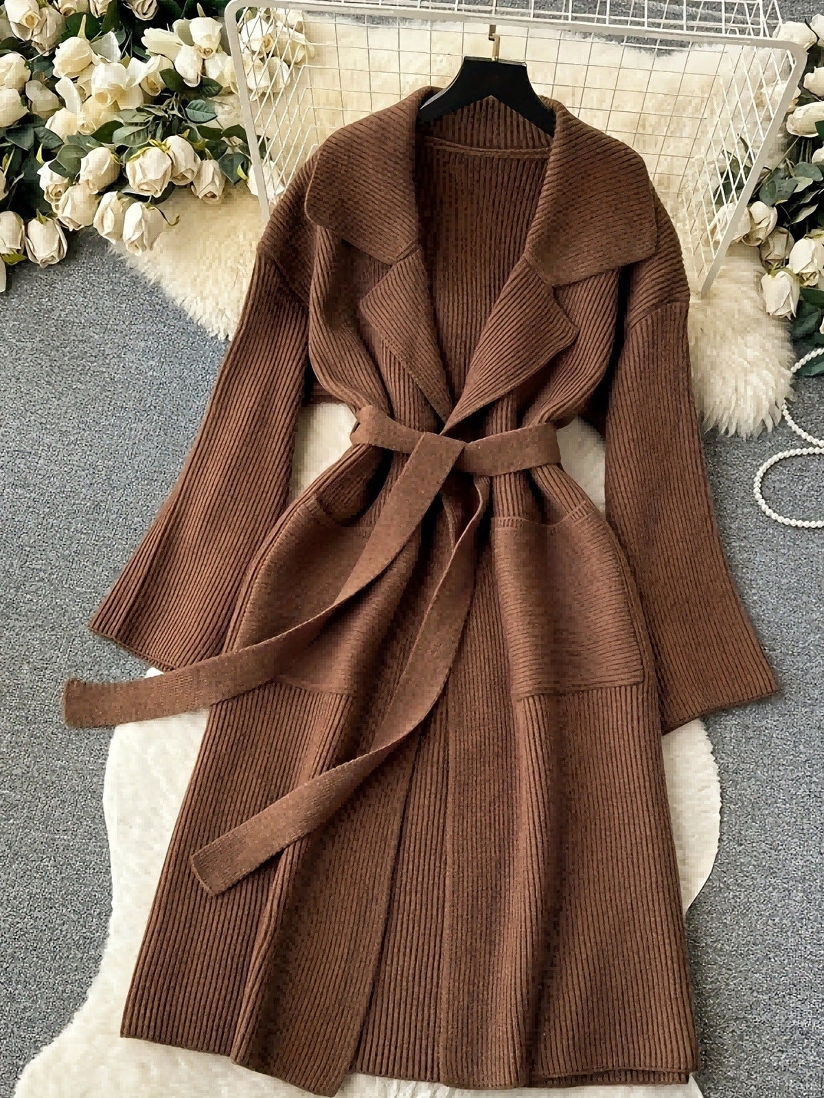 Pippa | Womens Cardigan Knitted Longline Open Front Sweater