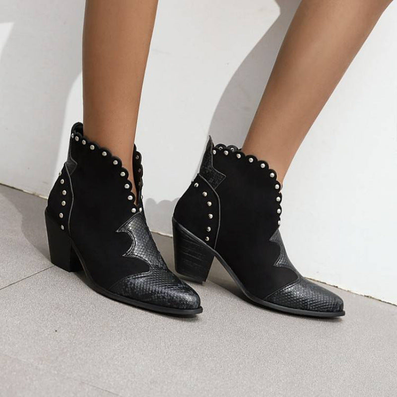 Isaac | Womens Ankle Heeled Pointed Toe Low Cut Boots - 2