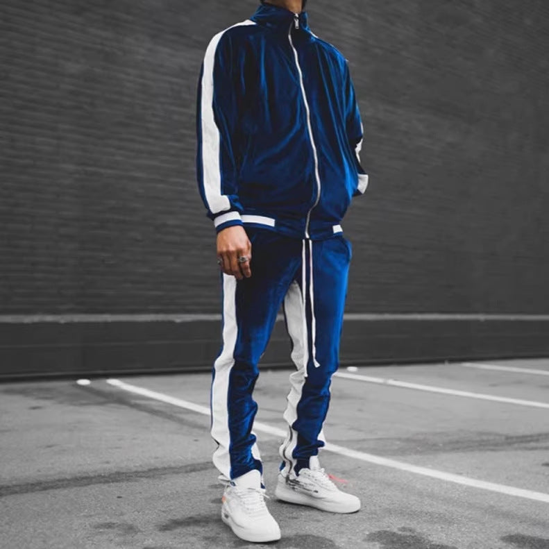 Anouk | Mens Tracksuit Velvet Two Piece Set Jacket Joggers Loungewear