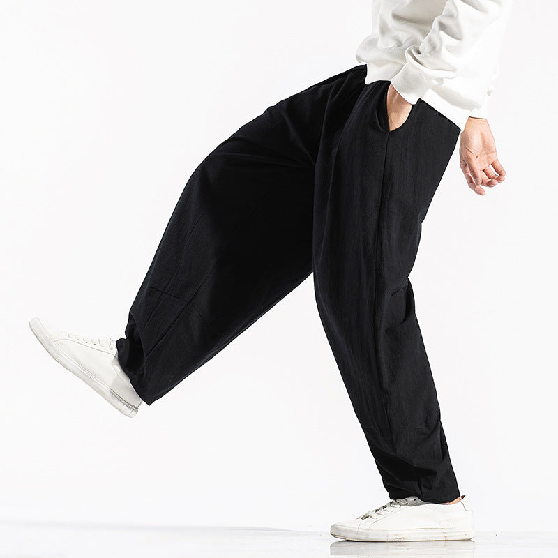 Torin | Mens Wide Leg Linen Loose Casual Cotton Trousers - 7