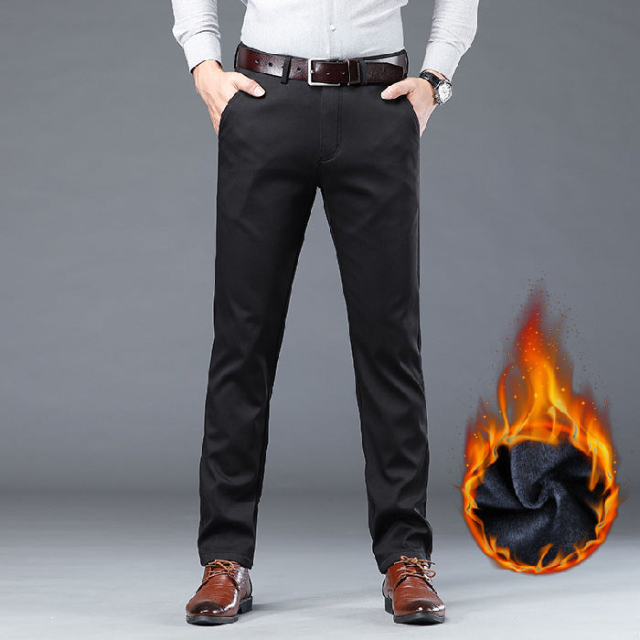 Reuben | Mens Work Straight Leg Business Casual Fleece Lined Trousers - 13