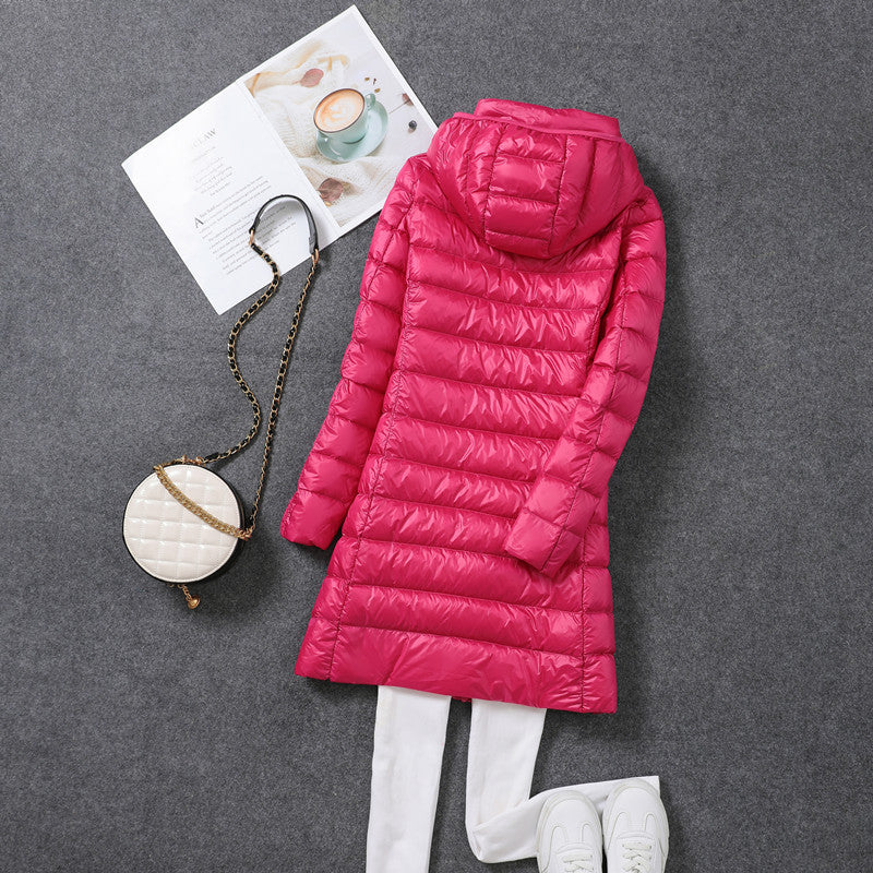 Pascal | Womens Puffer Jacket Hooded Longline Lightweight Long Puffer Coat - 4