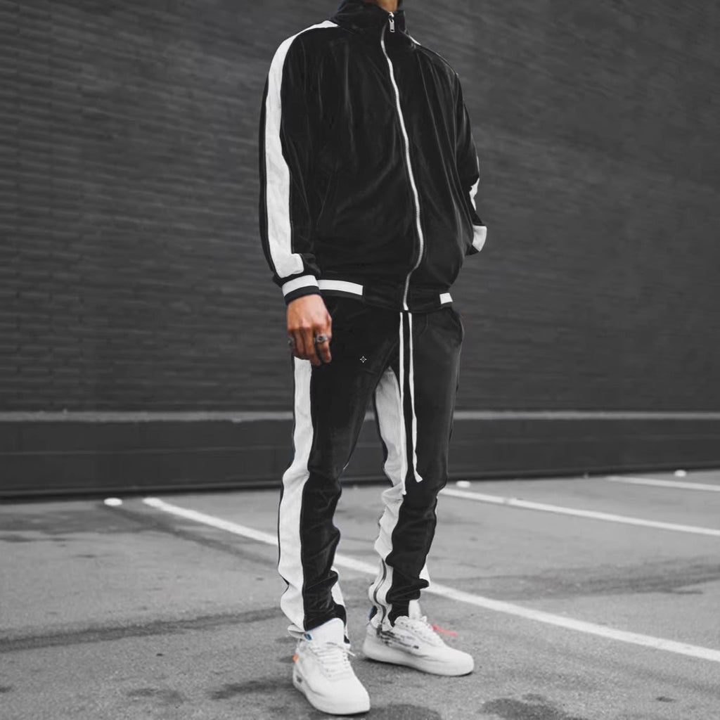 Anouk | Mens Tracksuit Velvet Two Piece Set Jacket Joggers Loungewear