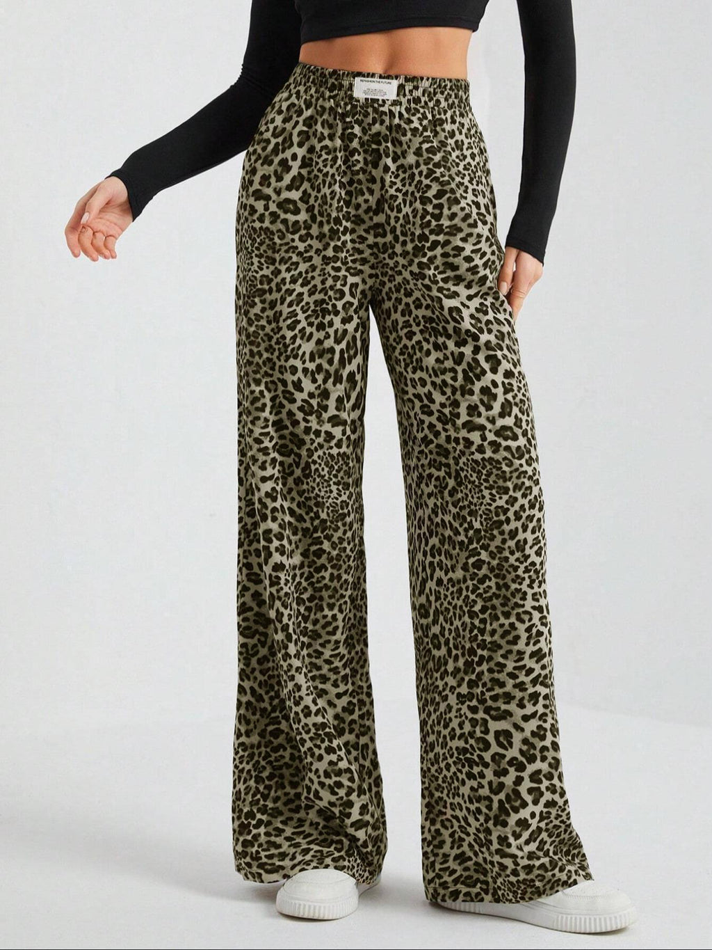 Iris | Womens Wide Leg Trousers Leopard Print High Waisted Palazzo Casual Pants