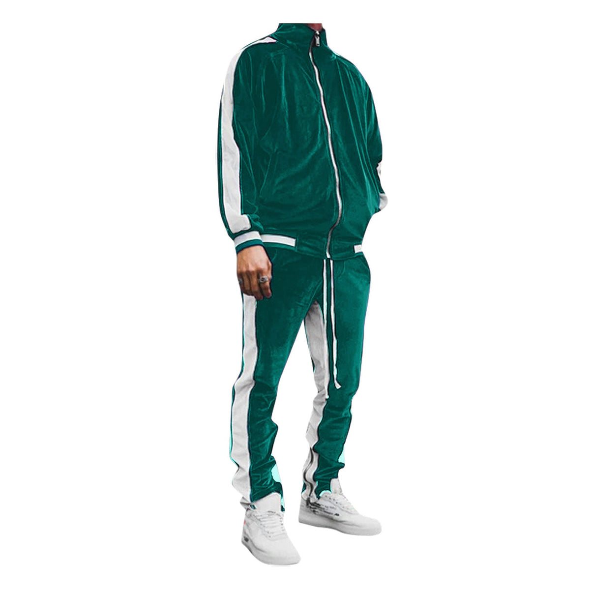 Anouk | Mens Tracksuit Velvet Two Piece Set Jacket Joggers Loungewear