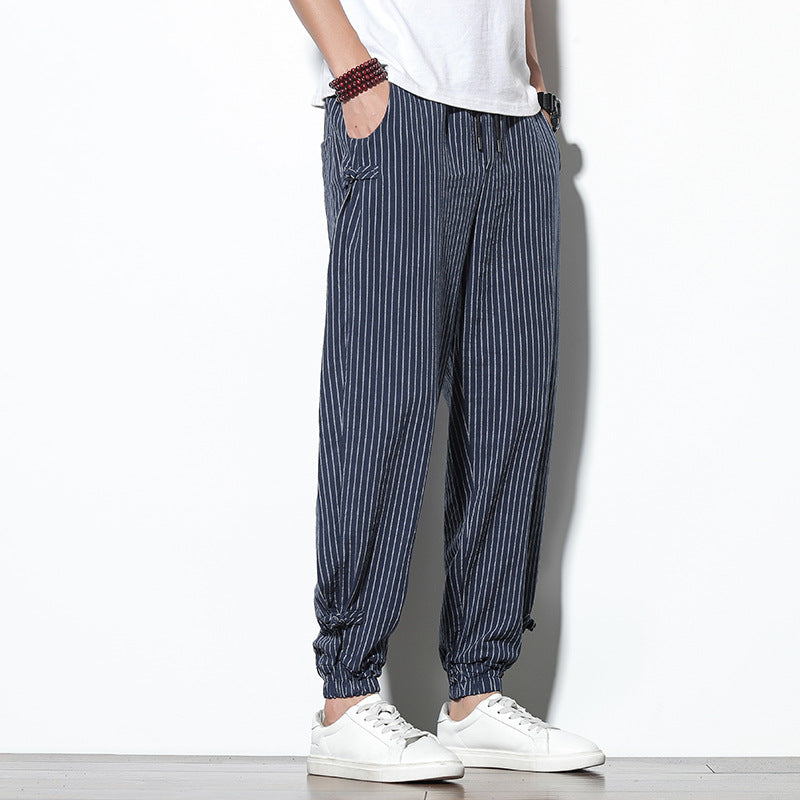 Roderick | Mens Linen Trousers Cotton Casual Tapered Trousers - 4