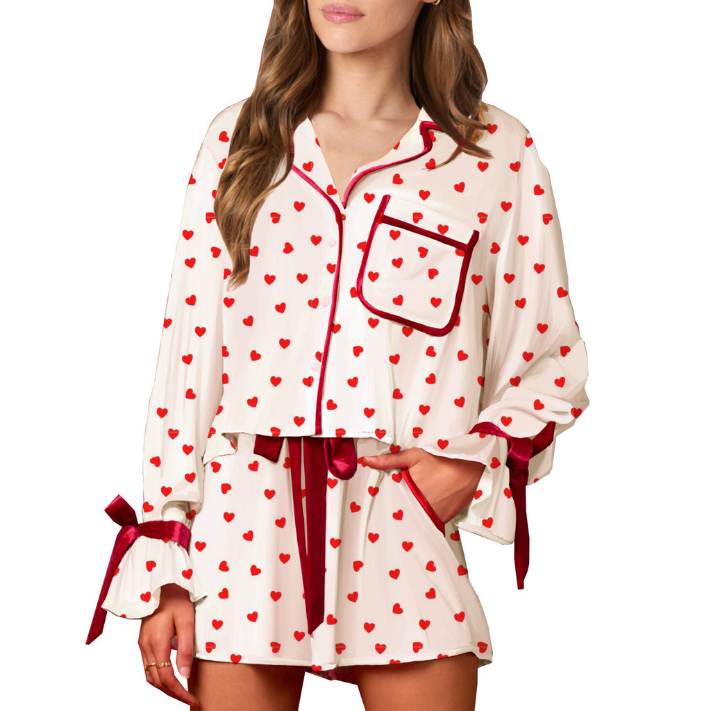 Florence | Womens Printed Long Sleeve Pyjama Shorts Set