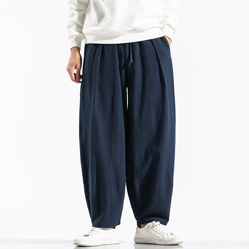 Torin | Mens Wide Leg Linen Loose Casual Cotton Trousers - 2