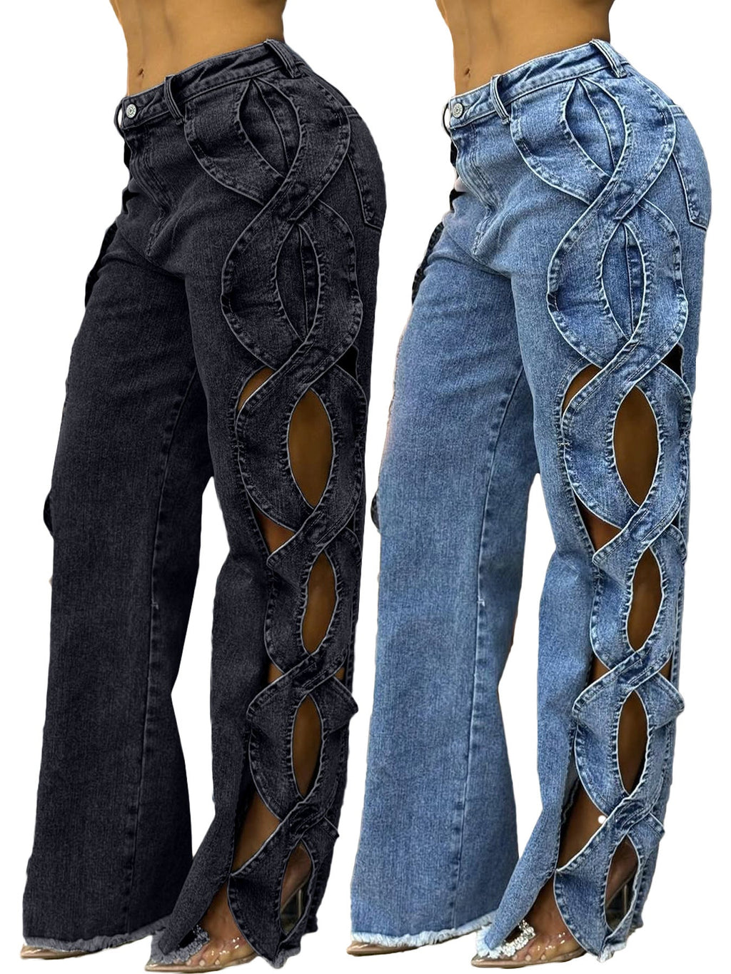Talia | Womens Jeans Patchwork High Waisted Denim