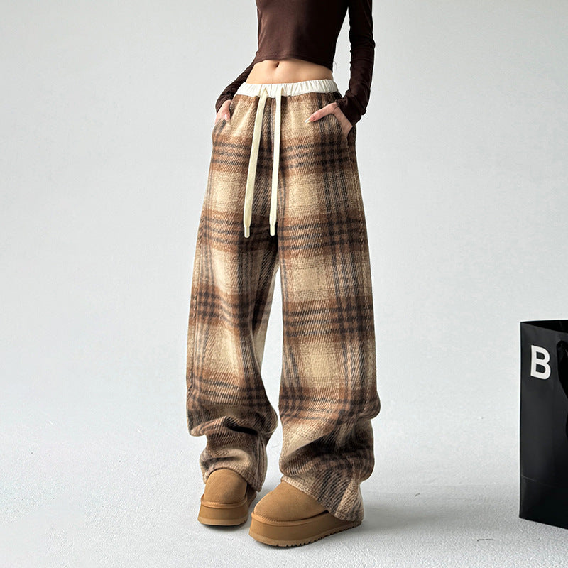 Yannick | Womens Wide Leg Fleece Lined Checked Winter Trousers - 7