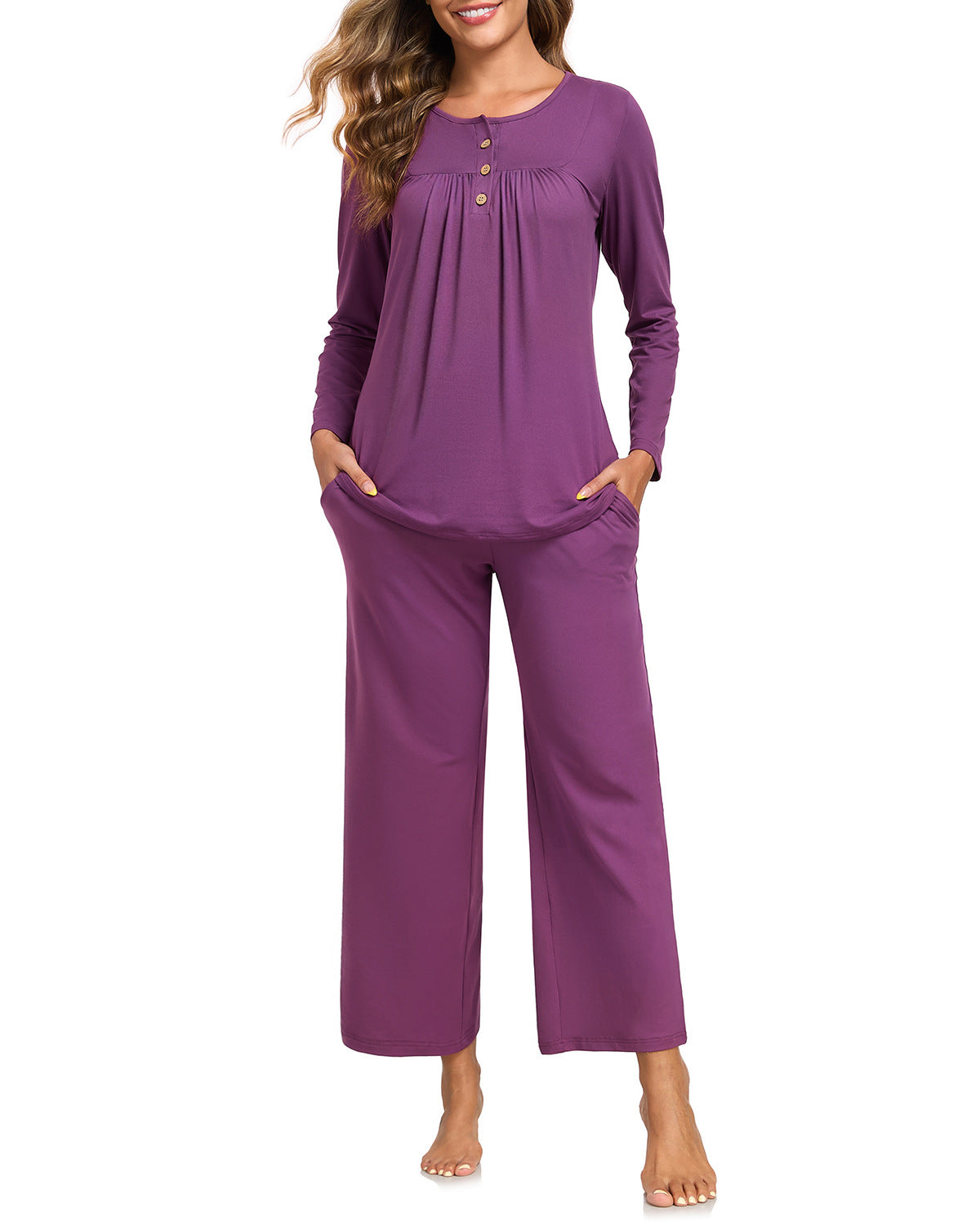Harriet | Womens Long Sleeve Pyjama Set With Pockets Loungewear