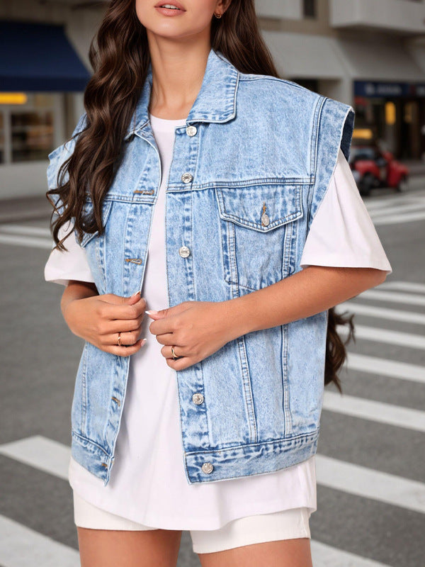 Beatrice | Womens Sleeveless Denim Gilet Jacket