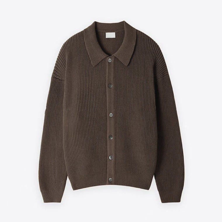 Lysander | Mens Cardigan Knitted Collared Casual Loose Shirt Jacket - 11