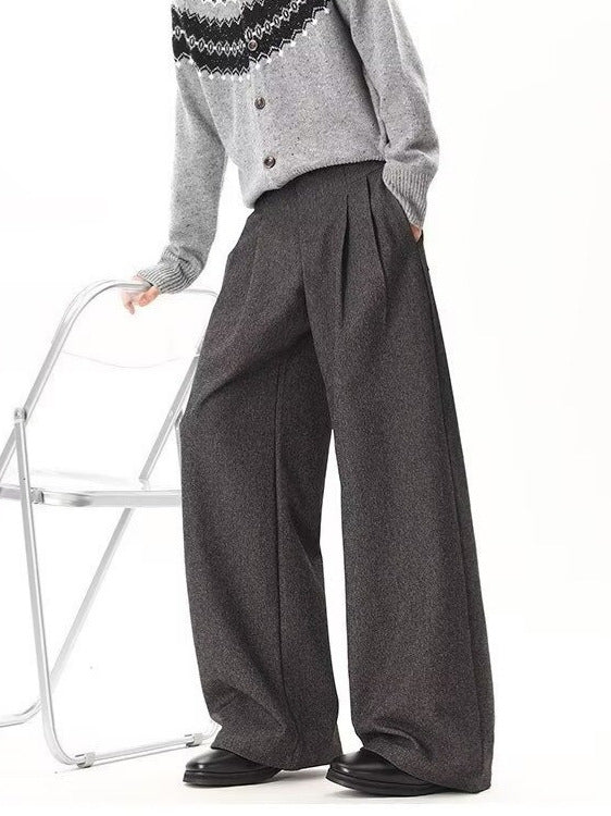 Sylvester | Mens Wide Leg Double Pleated Drape Casual Smart Trousers - 5