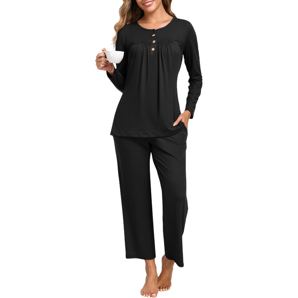 Harriet | Womens Long Sleeve Pyjama Set With Pockets Loungewear