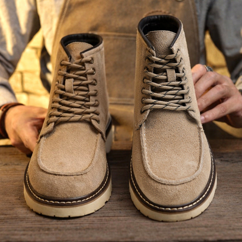 Florian | Mens Leather Work Boots Retro Motorcycle British Style Boots - 8