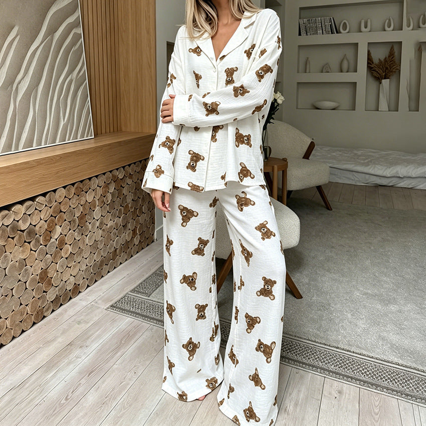 Delphine | Womens Cotton Pyjamas Heart Print Loungewear Set