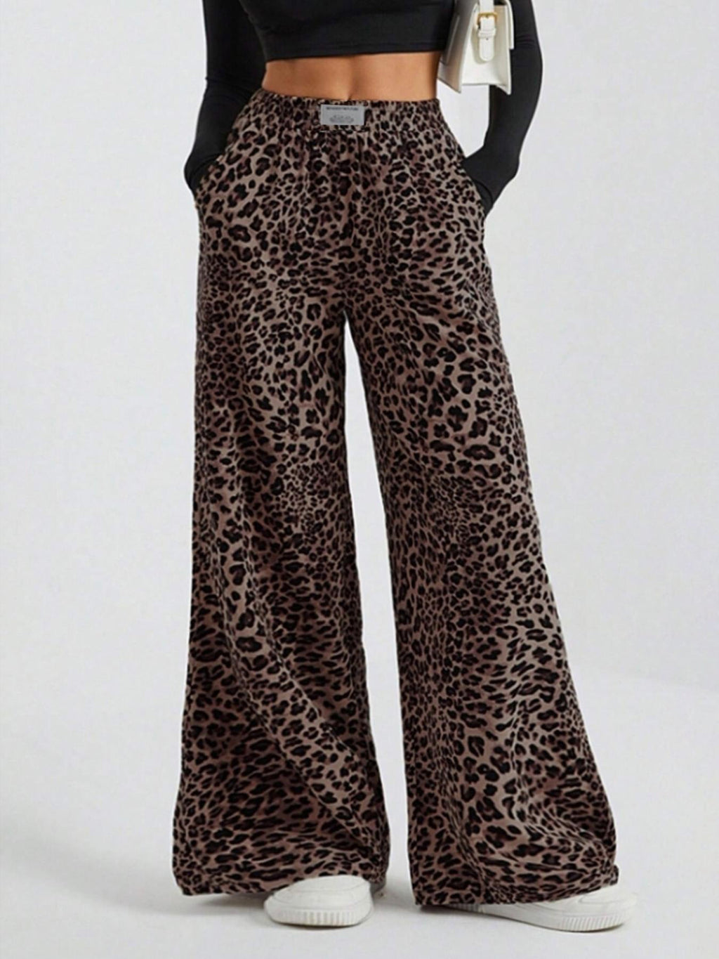 Iris | Womens Wide Leg Trousers Leopard Print High Waisted Palazzo Casual Pants