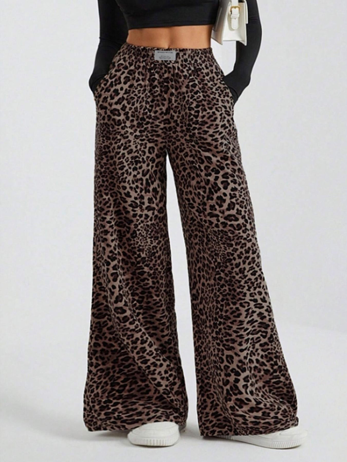 Iris | Womens Wide Leg Trousers Leopard Print High Waisted Palazzo Casual Pants